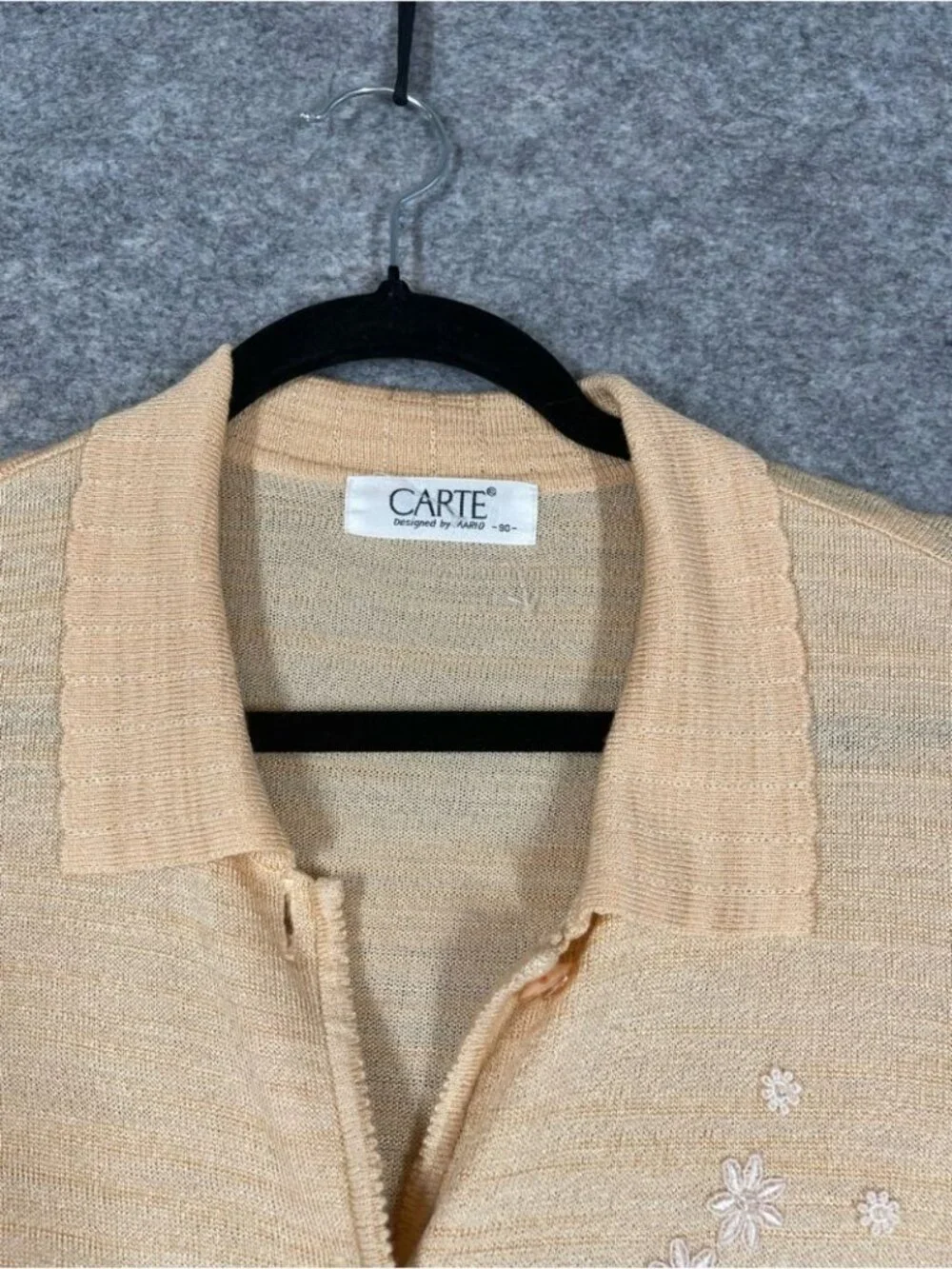 Vintage Carte Knit Cardigan Beige Floral Embroidered Sweater Coquette Festival